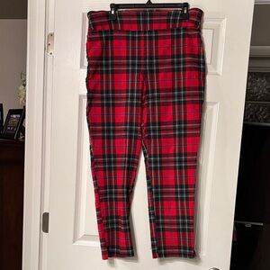 crown & ivy Red Plaid Slim Fit Chinos